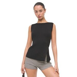 Abercrombie & Fitch Asymmetrical Button Sweater Tank - Sz XS NWT - Black